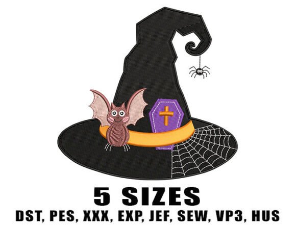 Creepy Witch Hat Bat Embroidery Design Review