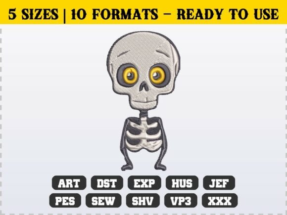 Funny Halloween Cute Skeleton Embroidery