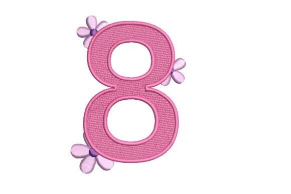 International Women's Day Floral Number 8 Embroidery