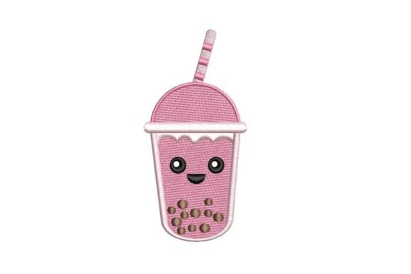 Kawaii Pink Boba Tea Embroidery Design Review