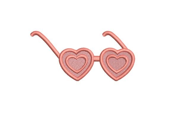 Retro Heart-Shaped Glasses Embroidery Design