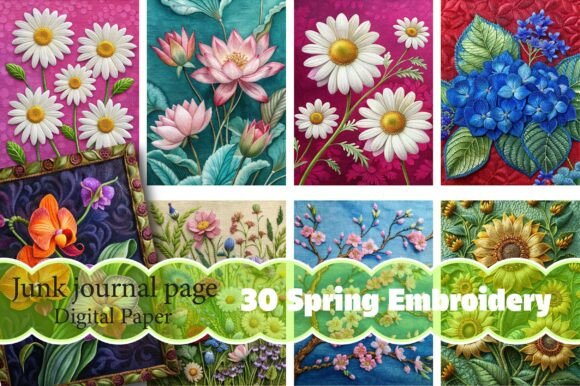 Spring Embroidery Junk Journal Pages Review